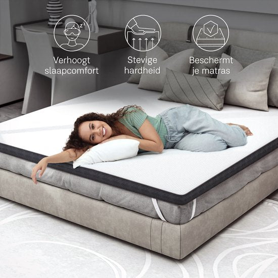 CozySense® Topper Mattress 180x200 - Surmatelas - Surmatelas - Topdeck Matelas - Mousse à mémoire de forme avec gel réfrigérant - CertiPUR® - Fermeté - 8 CM - Housse lavable