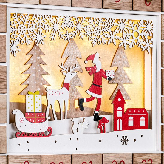 Spielwerk - Calendrier de l'Avent - LED - Père Noël - MDF
