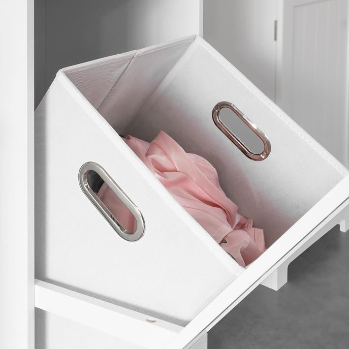 SoBuy Meuble de salle de bain - avec panier à linge - 40 x 90x 38 cm - Blanc