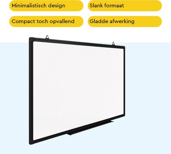 BRASQ Tableau blanc 60×45 cm magnétique - avec accessoires (marqueurs, gomme, aimants) - Tableau noir - Tableau magnétique - noir