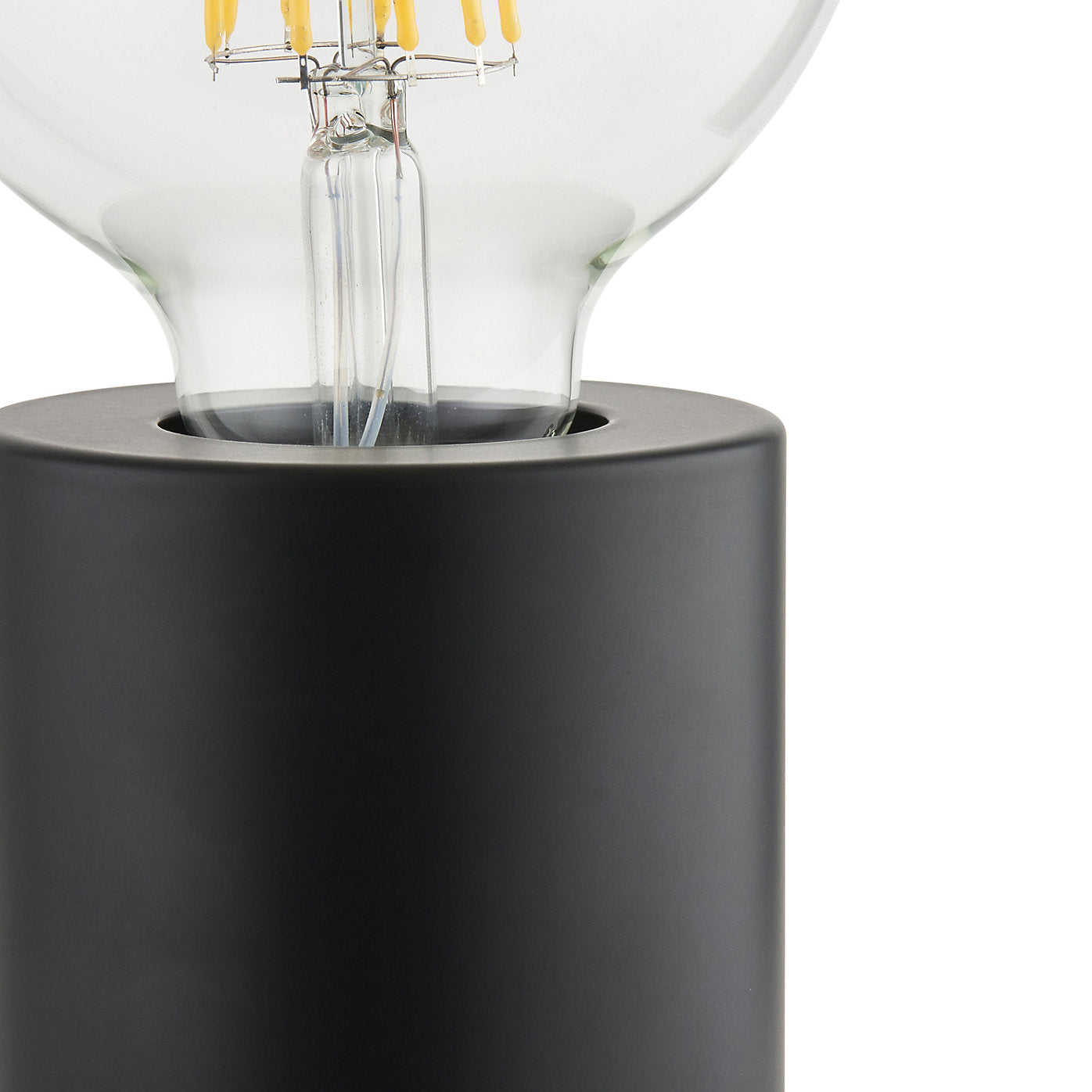 Pied de lampe de table Harbour Studio Reno, noir mat - Cylindrique - E27 - Avec interrupteur sur le cordon