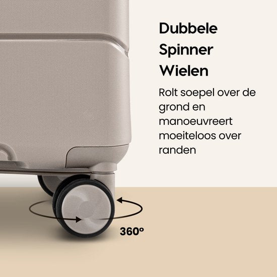 SKYCASES Urban Adventurer - Valise de voyage moyenne - Verrouillage par numéro - 44x27x66cm - 78L - Trolley avec serrure de valise - Roues pivotantes - Beige
