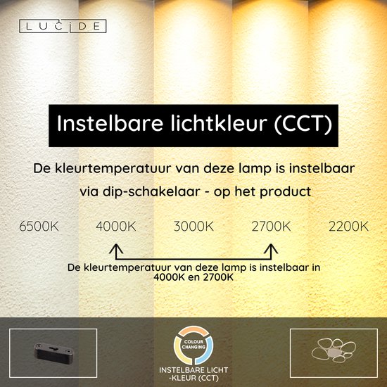Lucide SAMLING - Plafonnier - LED à intensité variable - CCT - 1x72 W 2700 K/4000 K - Taupe
