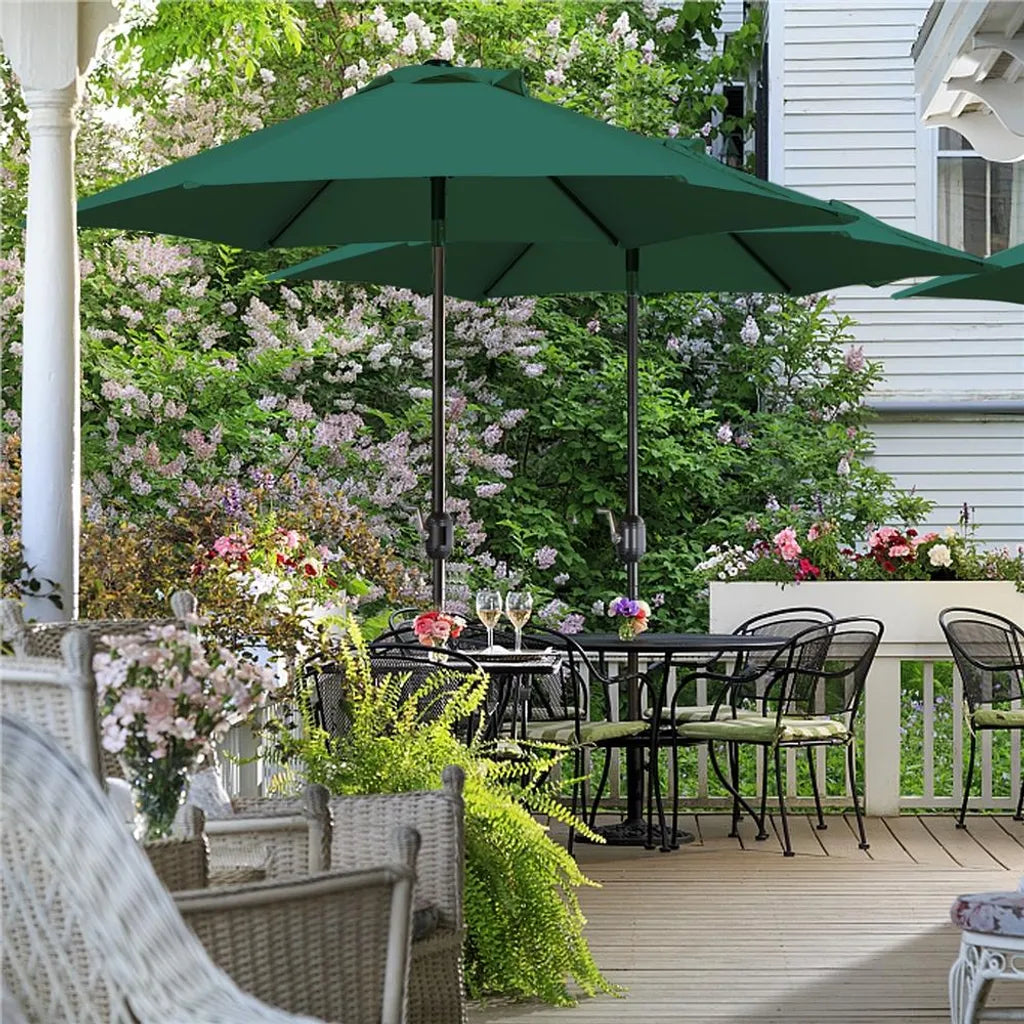 Yaheetech Parasol - Ø230 cm - Inclinable - Avec manivelle - Parasol de jardin - Vert foncé