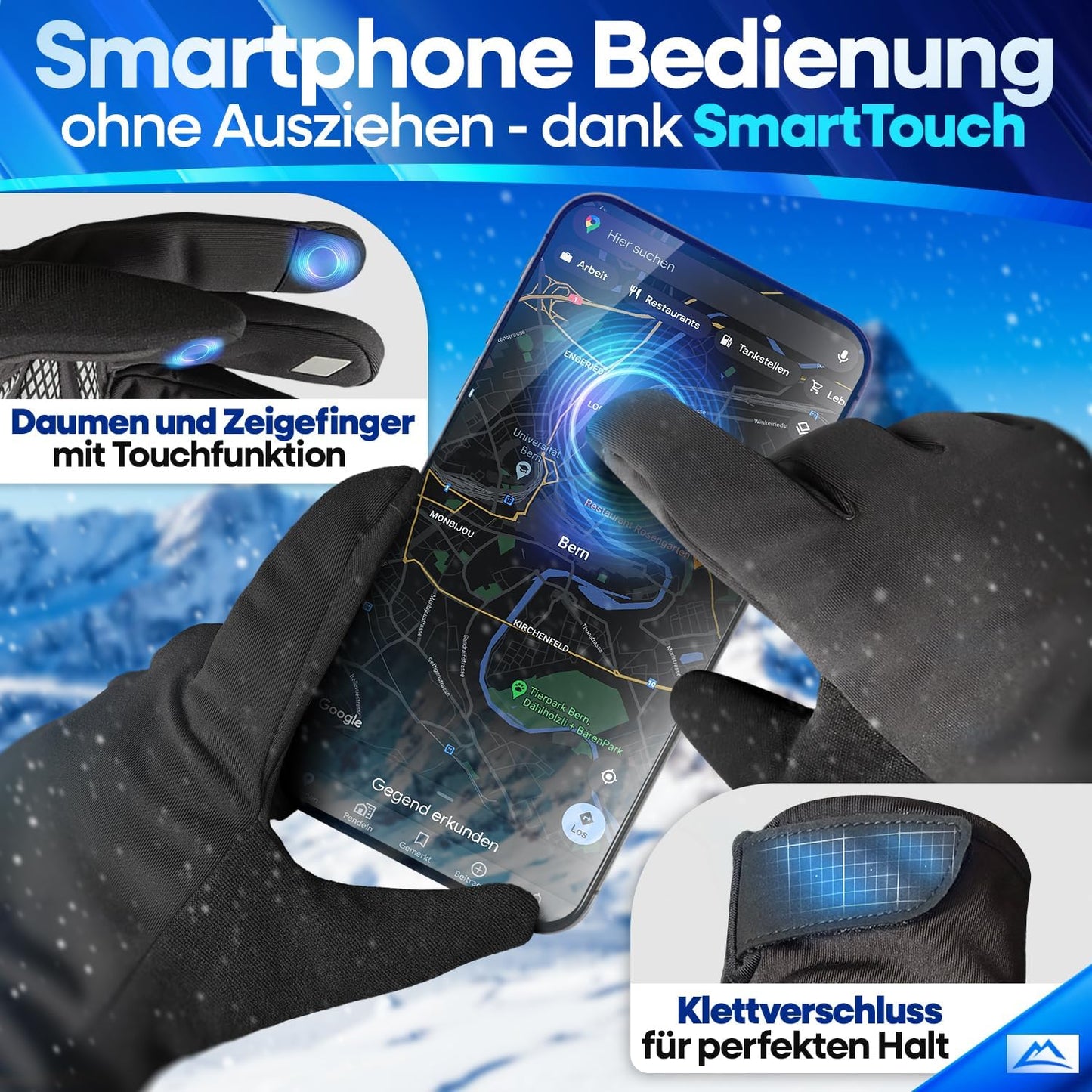 Nextcover® Gants de vélo d'hiver homme et femme avec ThermoShield 2.0 I Gants de vélo d'hiver unisexe dans les tailles S-XXL I Gants de vélo d'hiver chauds et imperméables thermo gants d'hiver imperméables