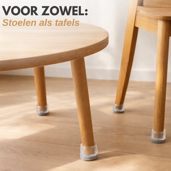 Protège-pieds de chaise Vaive ronds avec feutre – 24 pièces – Embouts pour pieds de chaise Ø 24-30 mm – Protection de sol pour chaises - Gris