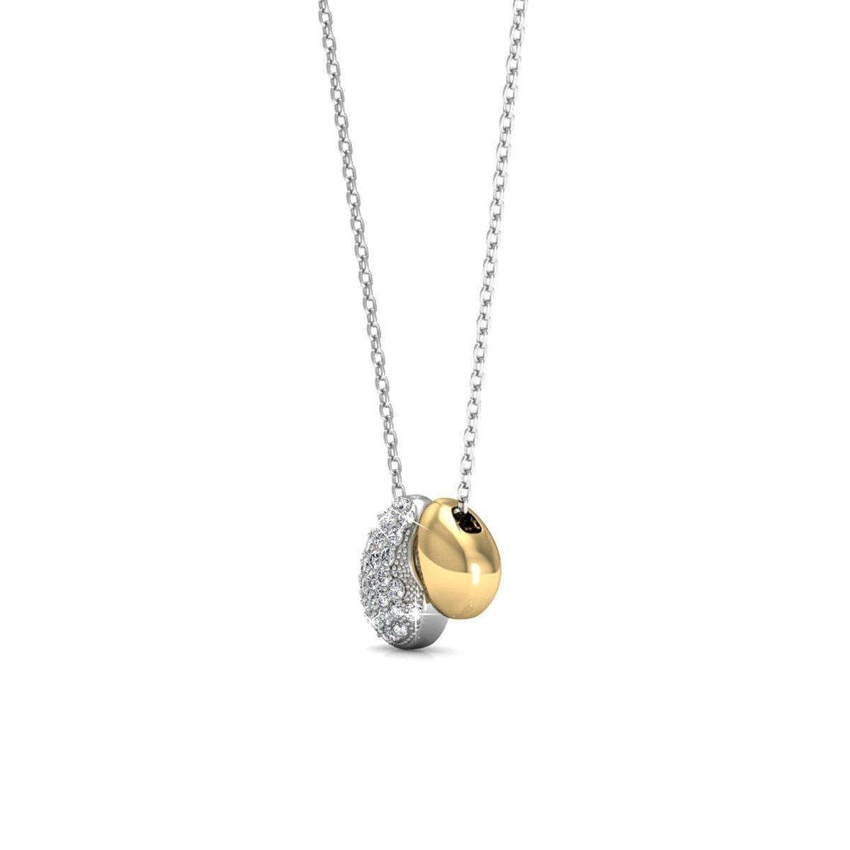 Yolora Collier Femme avec Pendentif - Cristaux Kalpa Camaka - Argent et Or - Plaqué Or Blanc et Or Jaune 18K - Collier Femme Argent/Or - Boîte cadeau