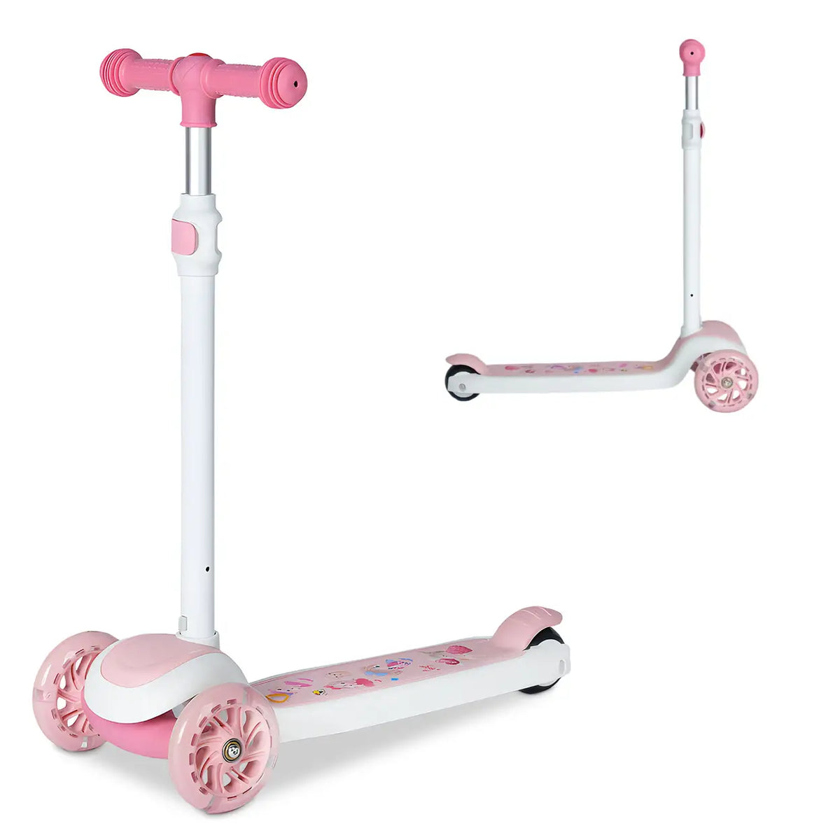 Trottinette Neuleb avec roues lumineuses - Plateforme extra-large - Rose