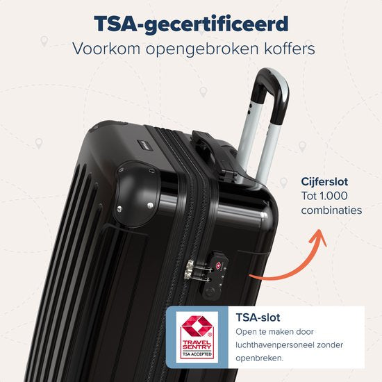 TRVLMORE Set de valises - 2 pièces - 45L Hand Luggage + 115L Spacious Luggage - TSA Lock - Lightweight - Travel Suitcase Set - Trolley - Black
