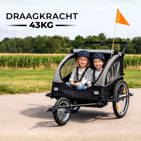 Outbee Bicycle Trailer For Kids - 2 in 1 Bicycle Trailer And Stroller - Kids' Bicycle Trailer - Kids' Buggy - 3 Wheels - With Flag