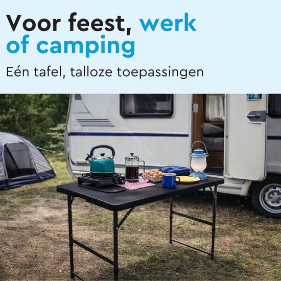 Table pliante BRASQ noire - 120 x 60 x 74 cm - Table de camping - Table pliante - Pliable - Résistante aux intempéries