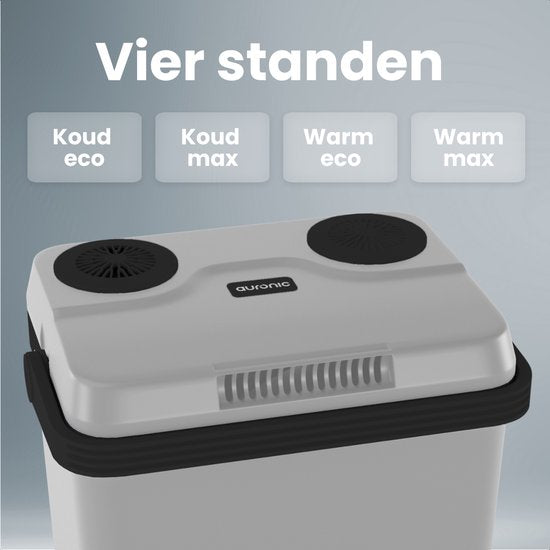 Auronic Coolbox électrique 12V et 230V - 25L - Réfrigérateur de camping - Voiture - Refroidissement et chauffage - Frigobox - Gris clair