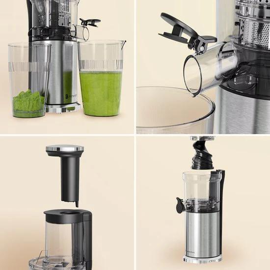 KitchenBrothers Extracteur de jus  - Vertical - Presse-agrumes - Presse-légumes et fruits - 80 mm - 750 ml - Gris