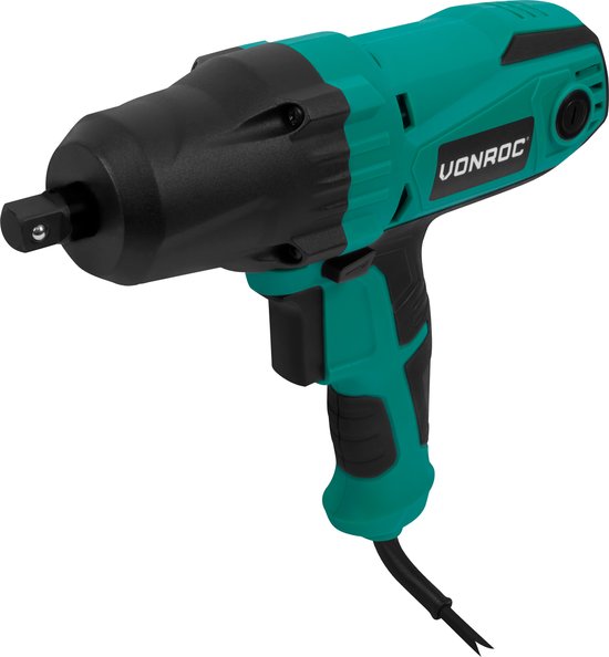 VONROC Clé à chocs 450W - 350Nm - prise 1/2" - 4 douilles à écrou incluses - câble 3m - Soft Grip - convient pour le changement de pneus