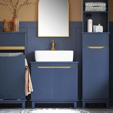 SoBuy Meuble bas pour évier avec 2 portes - 60x30x59 cm - Max 25KG - Bleu