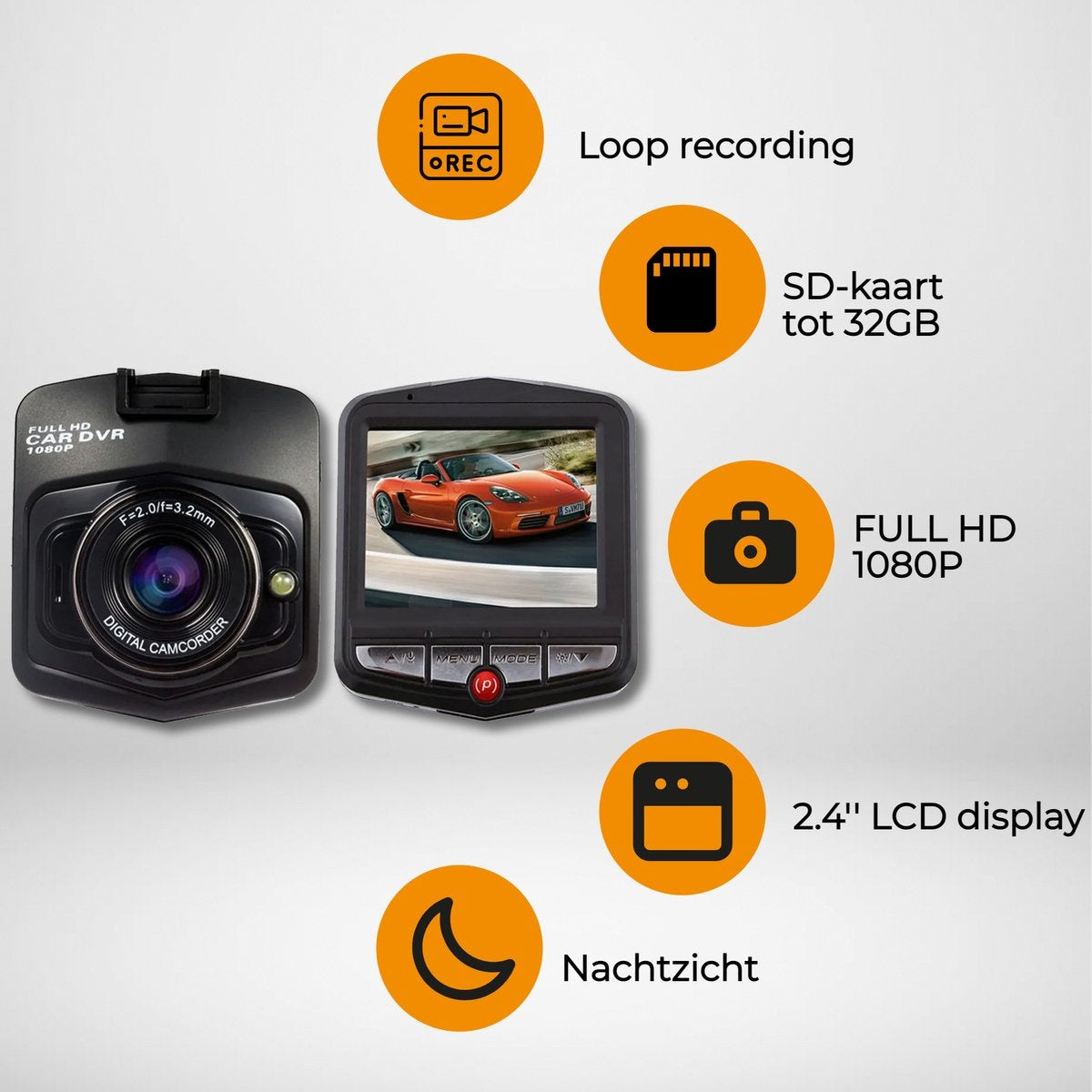 Denver Dashcam - Dashcam pour voiture - Full HD - Caméra frontale - Enregistrement en boucle - Vision nocturne - CCT1230