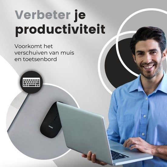 WURK Professional Desk Pad Leatherette - Organiseur de bureau - Inclut un clip pour câble - Gris - 120x60