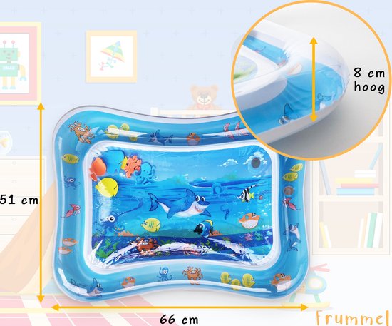 Frummel Water Playmat Baby - Matelas d'eau - Matelas de jeu - Gonflable - Jouets d'eau pour bébé - Cadeau de maternité - Bébé Requin