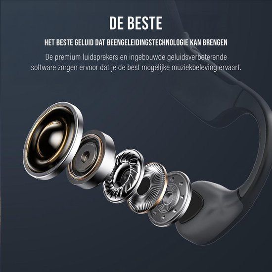 Tech Essentials Wave - Ecouteurs pour le sport - Sans fil - Oreille ouverte - IPX7 - Casque à conduction osseuse - Casque - Course - Bluetooth