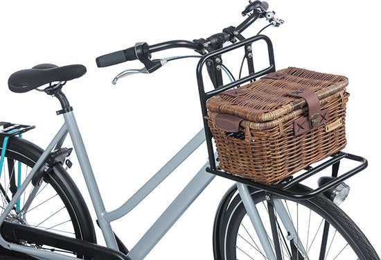 Basil Denton Bicycle Basket S - Frontal - Rotin - Marron - Petit
