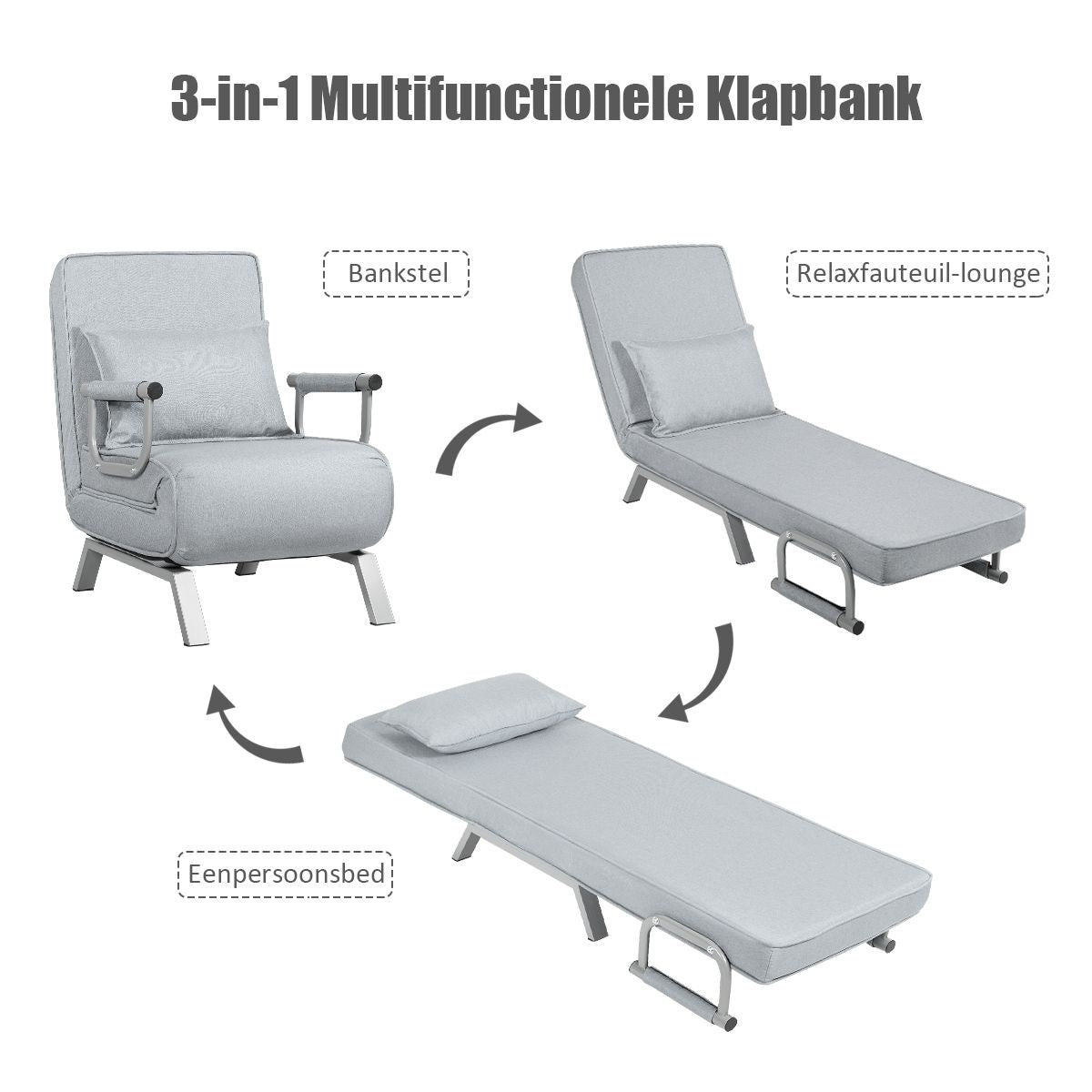 Coast Cabrio Sleep Sofa Fauteuil pliant Besinbedbank Canapé-lit 5 positions Light Grey