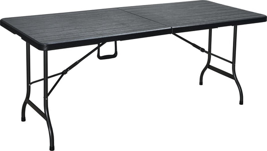 ERRO Table pliante - Table de camping - table pliante - table pliante - aspect bois - 180x74cm - noir