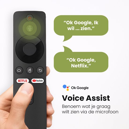 Leafline® Android TV Stick - Google TV Streamer - Chromecast intégré - Android TV Box - Avec télécommande et contrôle vocal