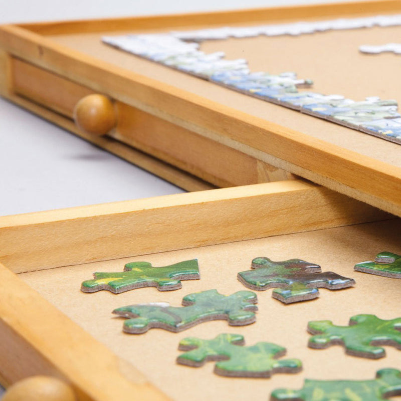 Table de puzzle en bois - 500 pièces - 4 tiroirs coulissants - 65 x 49 x 4,5 cm