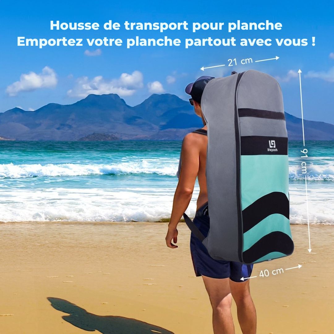 Paddle LifeGoods SUP Board - avec siège - Set complet - Max. 135KG - 320x81cm - Vert menthe/Noir