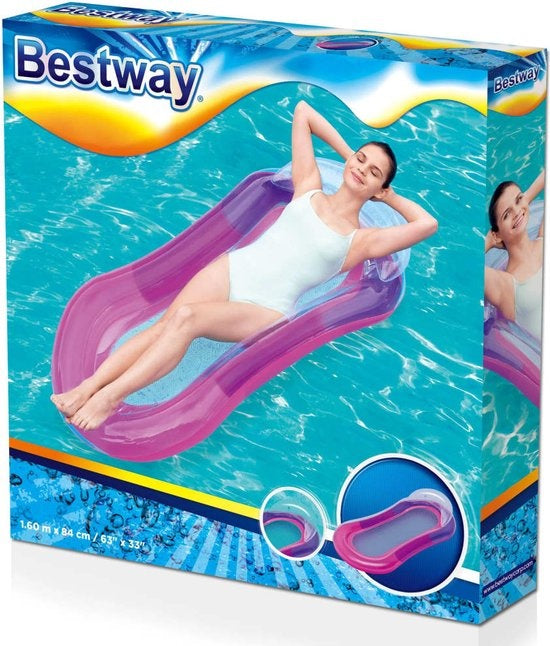 Bestway Opblaasbaar Loungebed met Netbodem - 160 x 84 CM - Max. 90KG - Incl. Reparatiesticker - Vinyl - Rood of Blauw