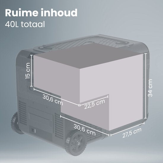 Auronic Electric Cool Box - Compresseur - Avec roues - 12V 230 Volt - Voiture - 40L - Frigobox - Noir/Gris