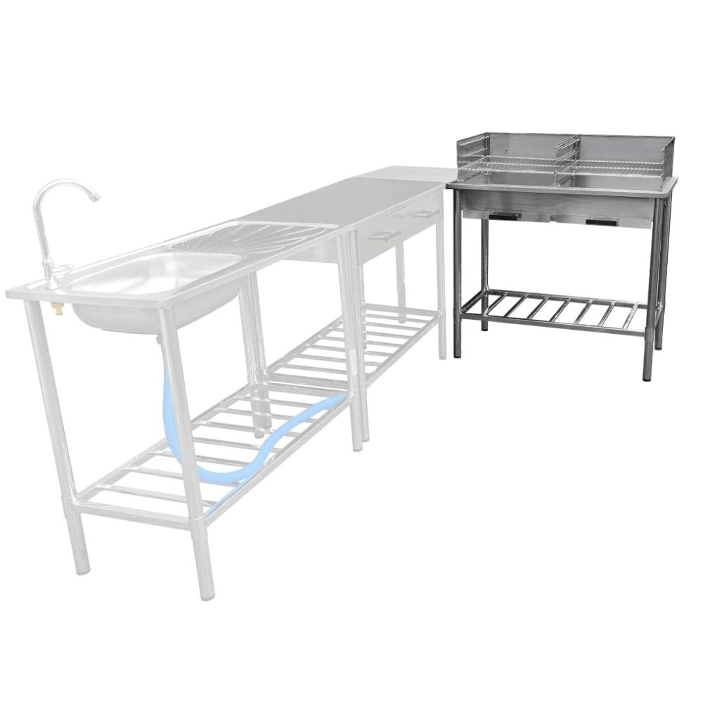 Table de barbecue - Garten - Évier autoportant - Évier de cuisine - Acier inoxydable - Table Extérieure - 100x50.5x87cm
