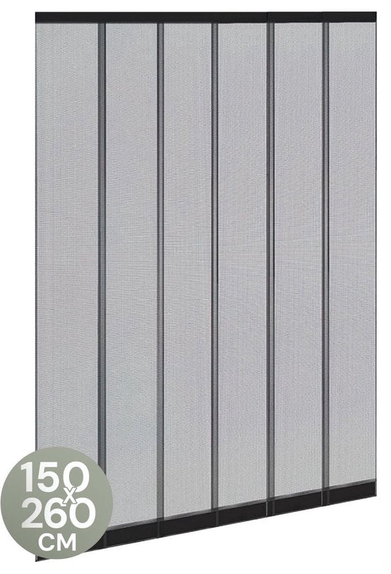 O'DADDY® Fly Curtain Slatted Screen - 150x260 cm - Rideau de porte - Design ajustable - Fibre de verre - Moustiquaire de porte noire
