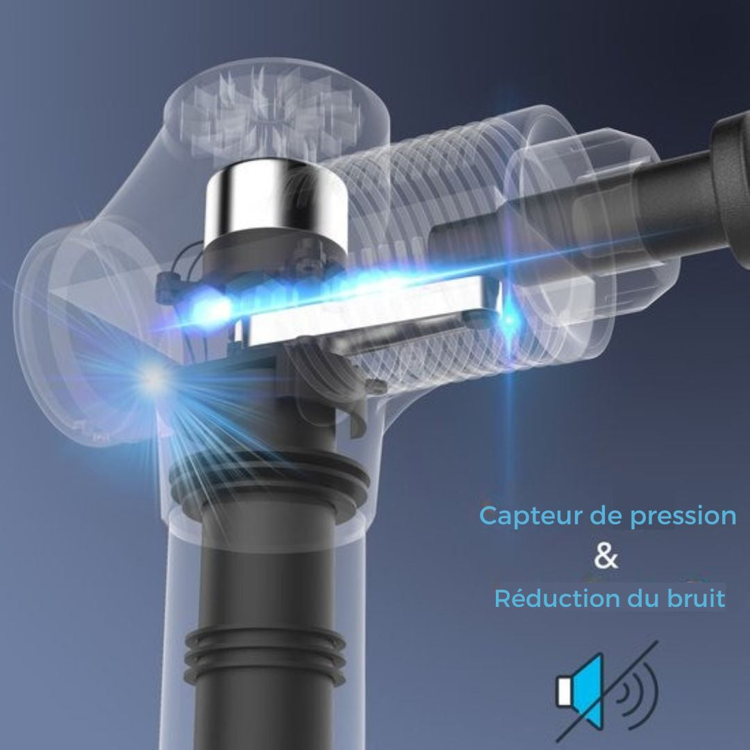 Pistolet de massage Northwall - avec étui et 6 accessoires - Appareil de massage sportif et de relaxation puissant et sans fil - noir