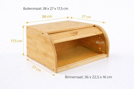 Boîte à pain Ceruzo en bambou – Boîte à pain avec volet coulissant – 38 cm