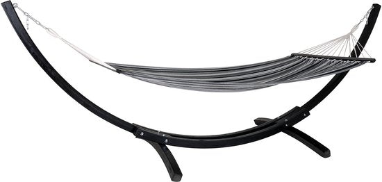 Hamac Tripoli avec armature en mélèze - 320 cm - coton et polyester - gris/noir