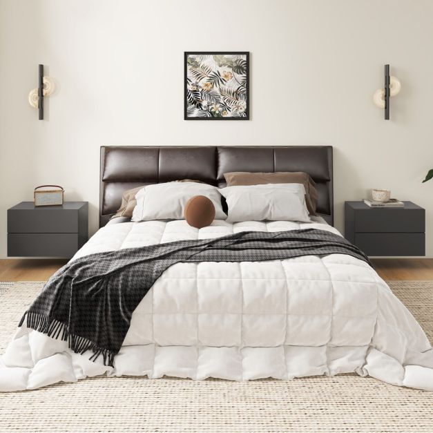 Coast Table de nuit flottante avec 2 tiroirs 42x30x28 cm - Gris - Table de nuit murale moderne