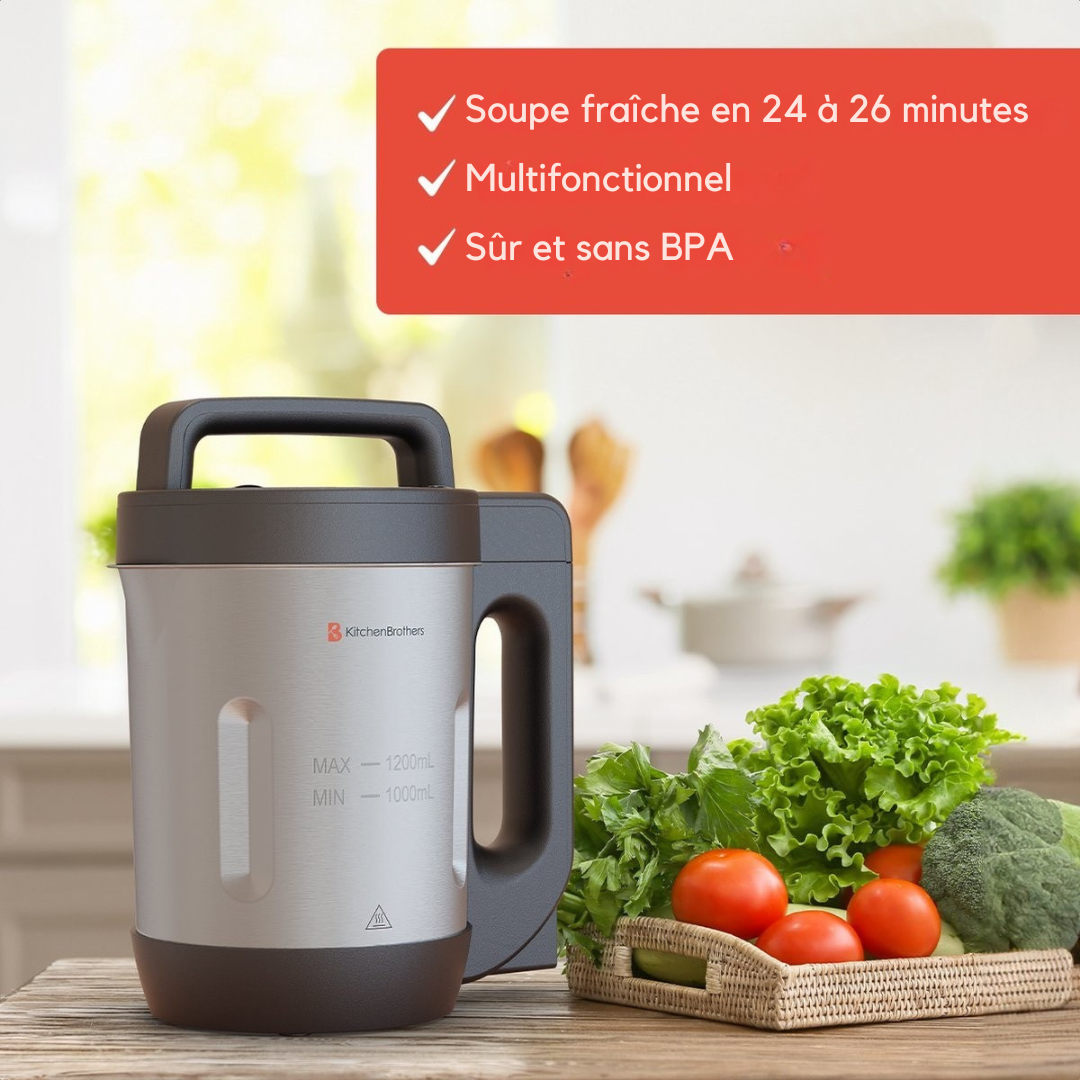Machine à soupe KitchenBrothers  - Blender - jusqu'à 800W - 1.2L - inox/noir