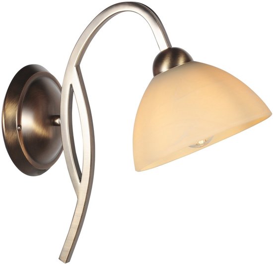 Anthea 4328BR – Applique murale classique avec structure couleur bronze et abat-jour en verre aspect marbre de 17 cm, douille E27, Steinhauer