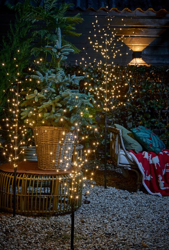 Luca Arbre à lumière avec éclairage LED blanc chaud - H200 x Ø18 cm - Noir
