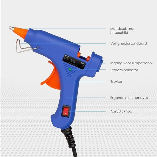 Pistolet à colle Auronic - avec 50 cartouches de colle - 20W