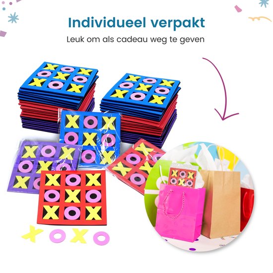 Partizzle 24x Mini jeu de beurre, fromage et oeufs - Cadeaux de fête - Jeux de Tic Tac Toe - Petits jouets éducatifs - Friandises pour enfants - Mousse
