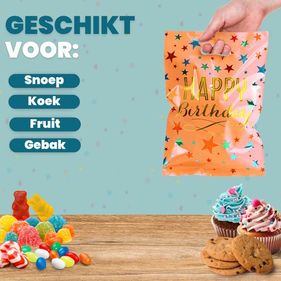Feestio Sacs à partager 100 pièces - 17 x 25 cm - Sacs à bonbons - Sacs à friandises Fête d'enfants - Sacs à cadeaux - Anniversaire