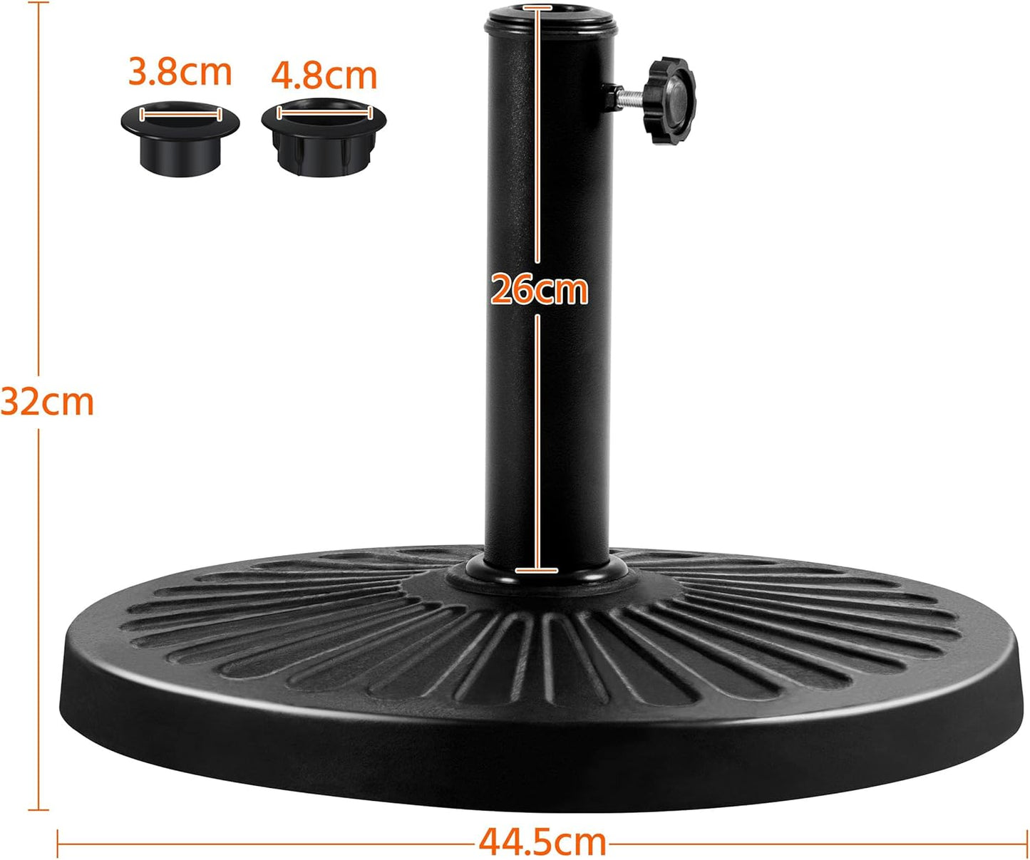 Pied de parasol rond Yaheetech - 10 kg - Ø 44,5 cm - pour mâts de parasol de 38/48 mm