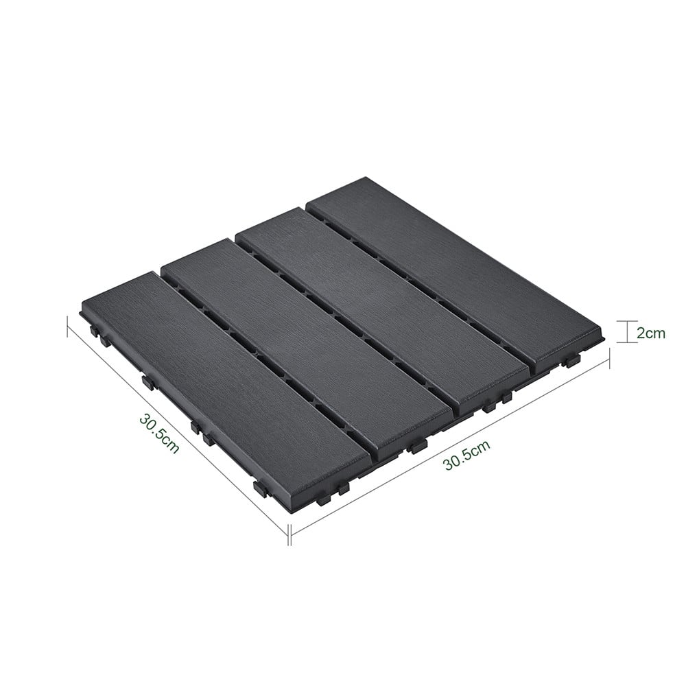 Dalles de sol en plastique SoBuy noires - Système d'emboîtement - Antidérapantes, aspect bois - Capacité de charge : 113 kg