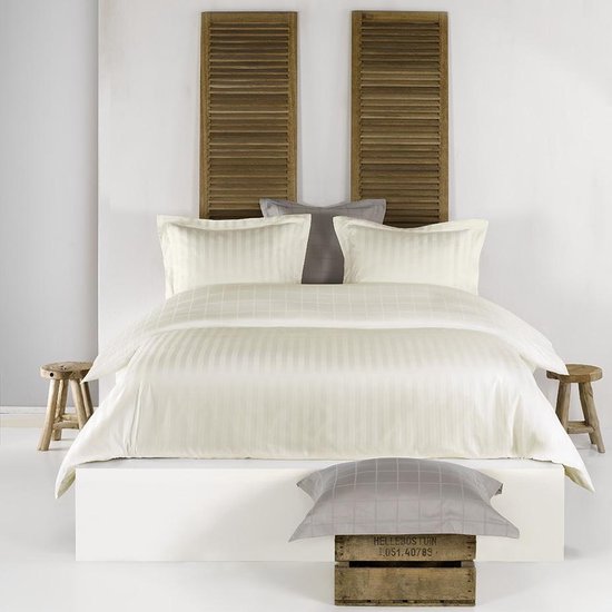 Housse de couette De Witte Lietaer en satin de coton Zygo - Lit jumeaux - 240 x 220 cm - Ivoire