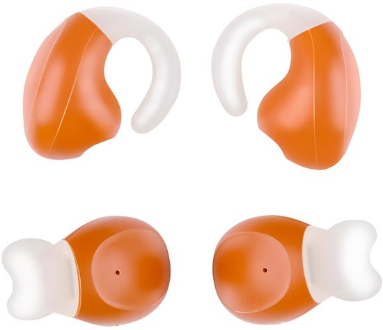 Écouteurs sans fil Bluetooth Grundig - Écouteurs sans fil avec écran LED et boîtier de recharge - Intra-auriculaires avec technologie OWS et chargeur USB-C - Orange