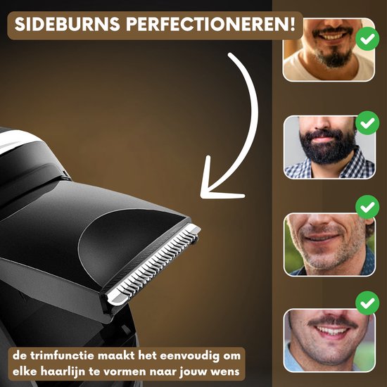 Rasoir 2-en-1 pour hommes avec tondeuse S1111 + tête de rasage supplémentaire - Sansbeaute® - Wet & Dry - Tondeuse de précision - Électrique - Rasoir électrique - Étanche