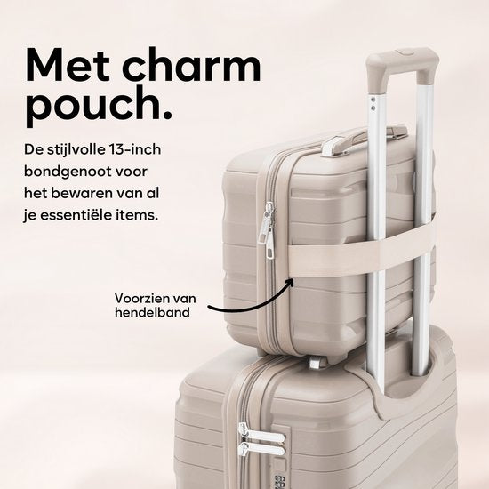 SKYCASES Travel One – Valise de voyage 28 pouces - Serrure à combinaison - 50 x 29 x 77 cm - 98 L - Légère, imperméable et résistante - Grande valise à roulettes XL - Beige