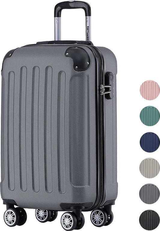 TRVLMORE Bagage à main Valise à roulettes - Serrure à chiffres - 54x36x20cm - 38L - Gris foncé